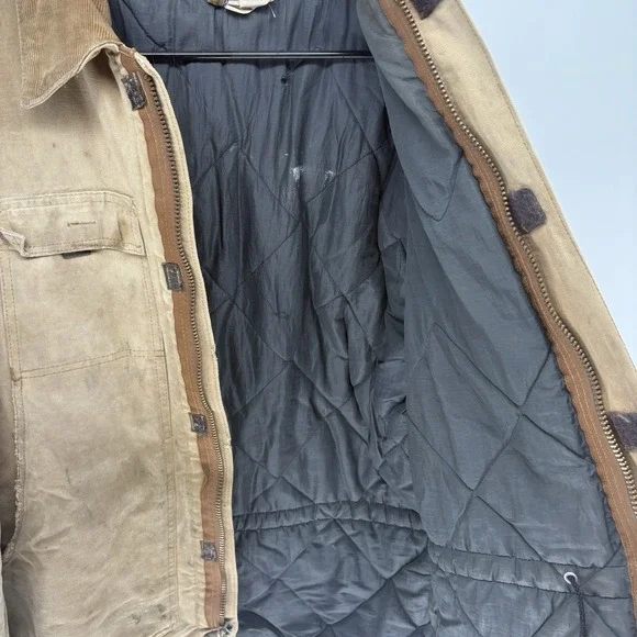 Vintage 90s Carhartt Jacket Brown Quilt Lined Duck Canvas Distressed Men XL